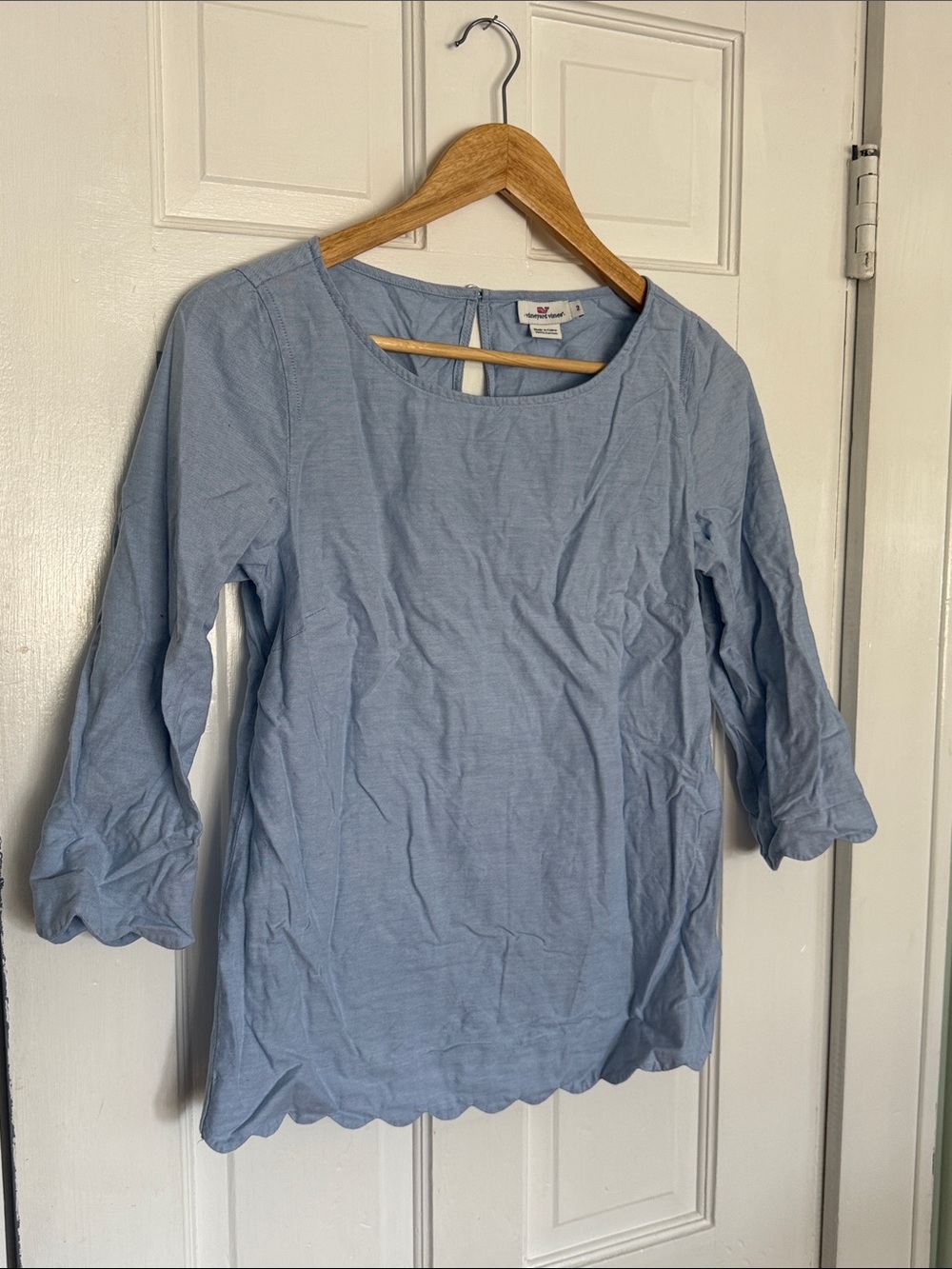 Vineyard Vines Blue Women's Scallop Hem Top